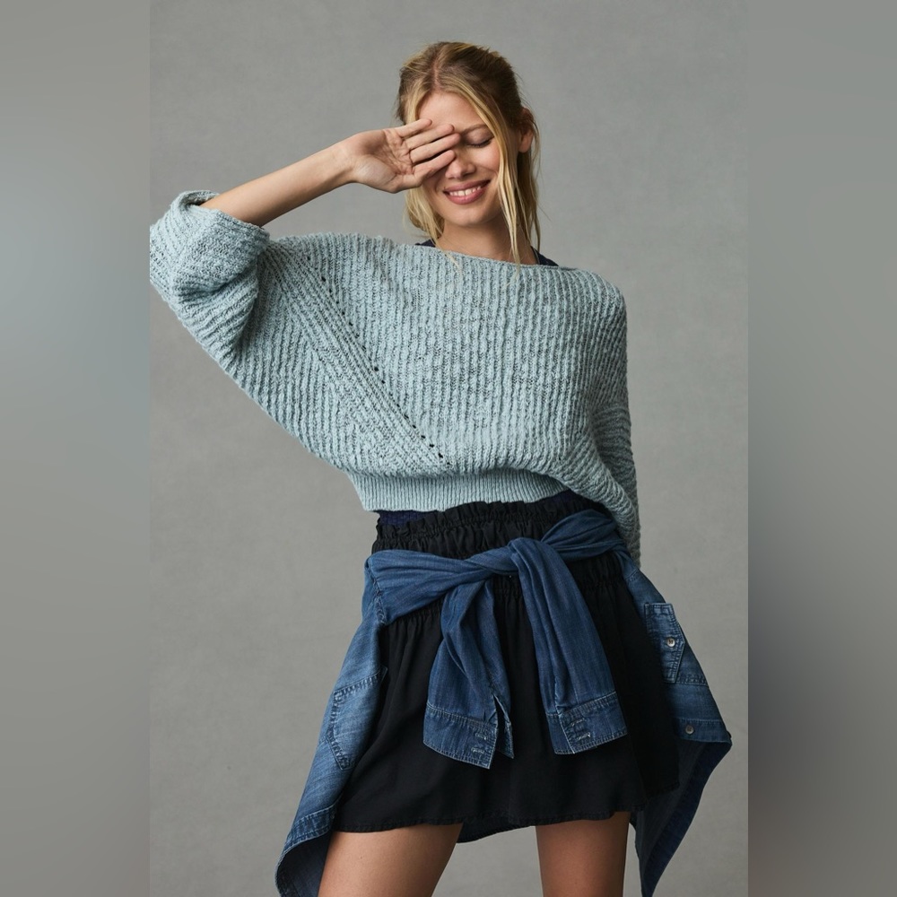 NWOT Anthropologie Florence Sky Blue Oversized Knit Jumper XS